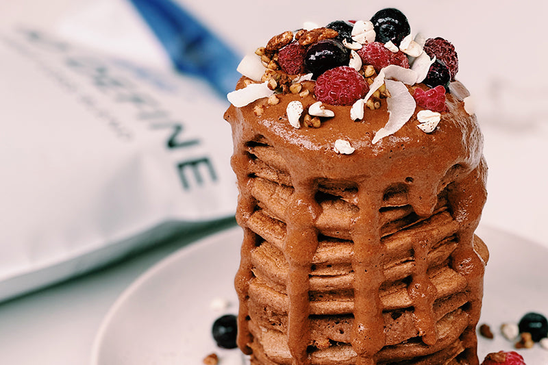 Double Choc Protein Pancake Stack