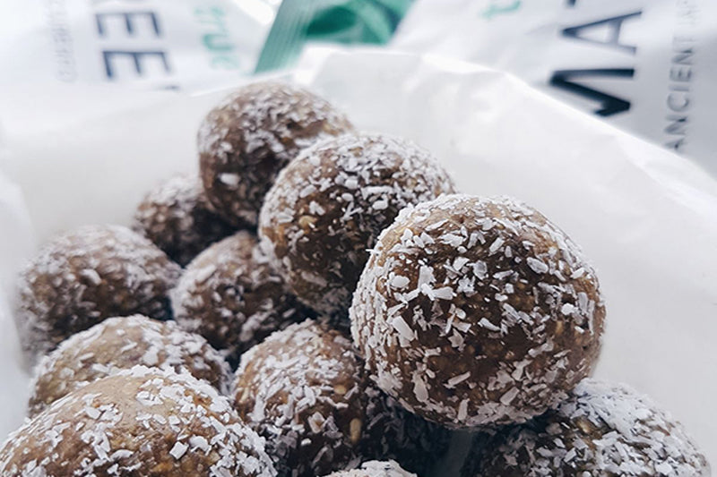 Green Toasted Coconut Bliss Balls