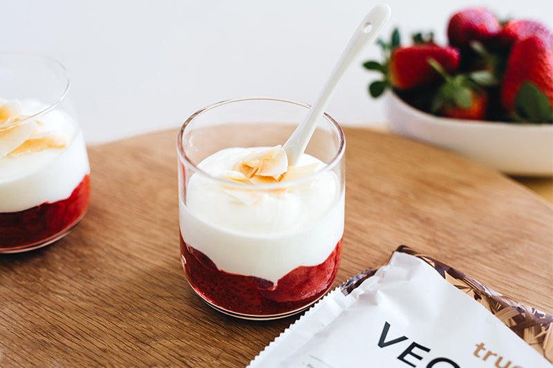Strawberry and Rhubarb Compote with Coconut Yoghurt
