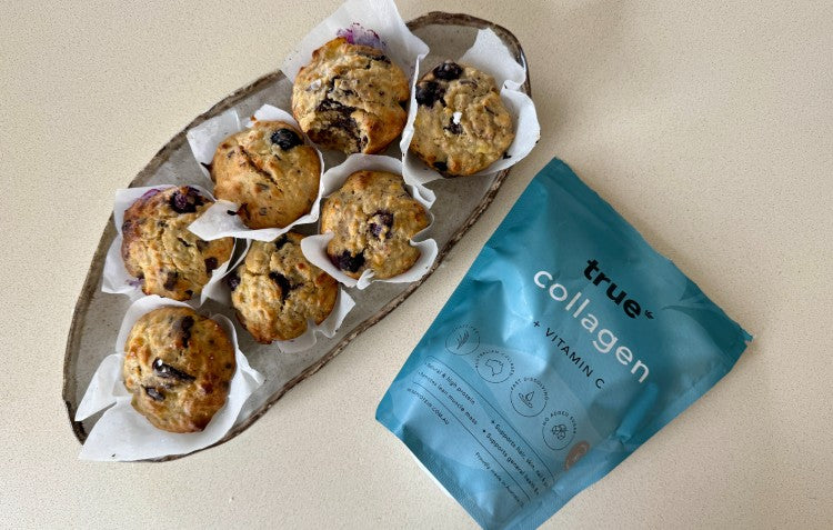 Banana, Blueberry and Dark Chocolate Muffins