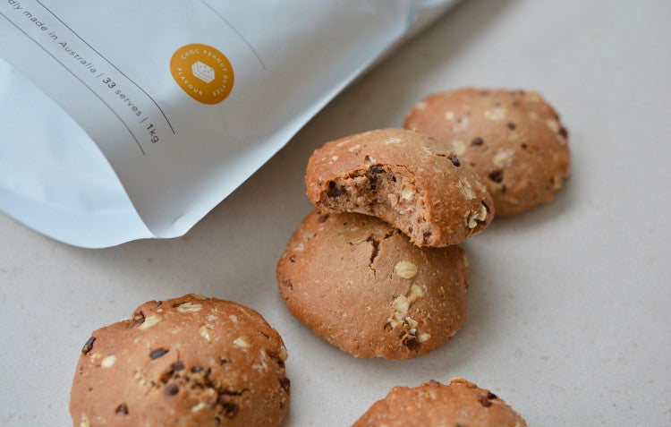 High Protein Choc, Peanut and Oat Cookies