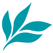 Teal three-leaf sprig logo favicon — minimalist nature/eco brand symbol