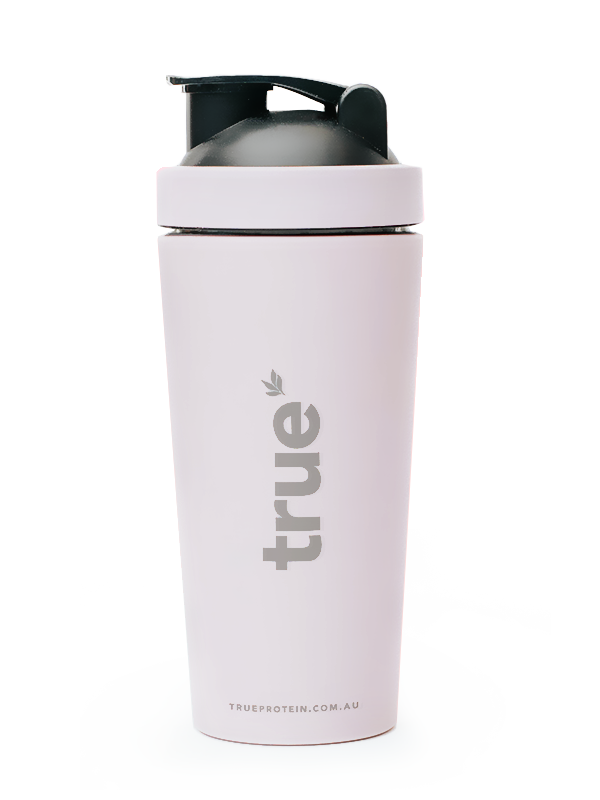 True Protein pink clay protein shaker bottle with black flip-top lid, matte finish reusable gym shaker – TrueProtein.com.au (Australia)